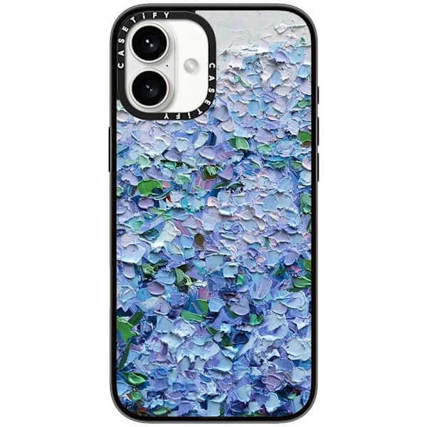 Kompakt iPhone 16 Pro Max Deksel [Lettvekt / 1,2 m 2X Militær Grad Fallbeskyttelse/Slank] - Kirsebær - Klar Svart Nantucket Blue Hydrangeas iPhone 16 Plus