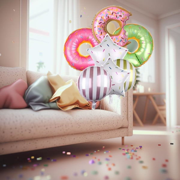 Donut Balloner - Donut Dekorationer, Donut-tema Fødselsdagsfest Tilbehør, Donut Ballonfolie Fødselsdag Dekoration Helium Sjov Ballon til Fest Dekoration