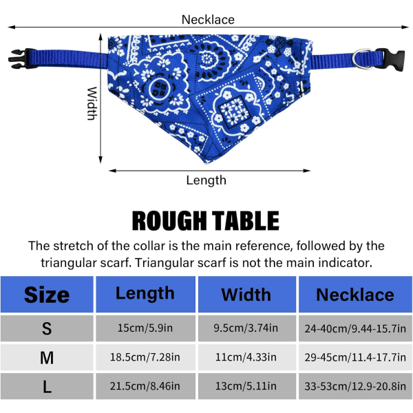 4 stk. Hundehalstørklær, Mote Hundehalstørkle, Hundehalstørkle Krage, Trekant Hunde Skjerf Justerbare Hunde Smekker (Rød, Blå, Svart, Rosa) (L)