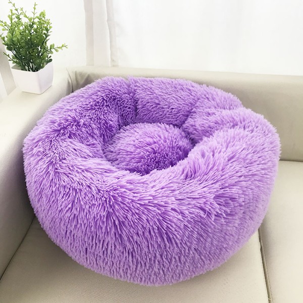 Queta Kattsäng, Vacker Djursäng, Liten Hundbädd Husdjursbädd Plysch Mjuk Rund Kattsäng (50cm) Purple Diameter 50 cm