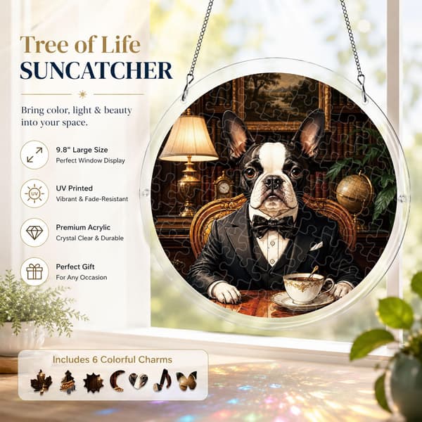 Bostonterrier Akryl Puslespill Solfanger, 83 Deler DIY Dekorasjon