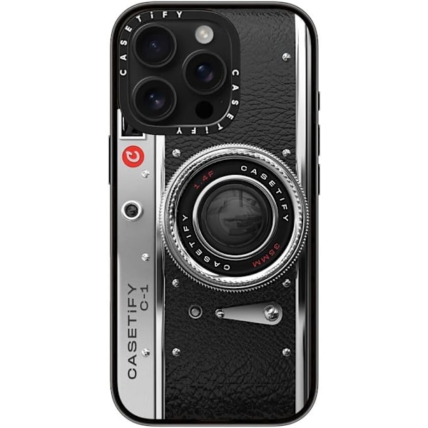 Kompakti iPhone 16 Pro Max -kuori [Kevyt / 1,2 m 2X sotilastason pudotussuoja / Ohut] - Kirsikat - Kirkas Musta Camera Case - Classic iPhone 16 Pro