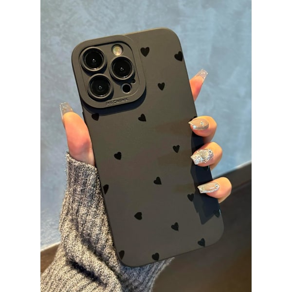 iPhone 16 Pro Max -kotelo 6,9 tuuman puhelimelle (2024), esteettinen sydänkuvioinen iPhone 16 Pro Max -kotelo naisille, tytöille ja miehille, silikoninen suojakuori iPhonelle Hearts iPhone 15 Pro