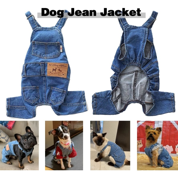 Hundskjortor Kläder Denim Overaller, Husdjursjeans Onesies Kläder, Mode Bekväma Blå Byxor Kläder för Hundar Katter Pojke Flicka (Blå, XX-Large）