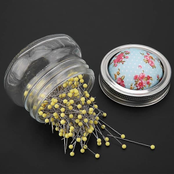 Synålspute Glassflaske Rund Perle Store Hodede Nåler Holder DIY Sysett