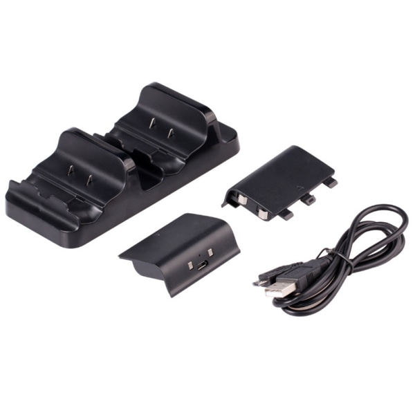 Dobbelt opladningsdock kompatibel med XBOXONE Gamepad trådløs controller, standoplader dobbelt dock opladningsstation dock-sort