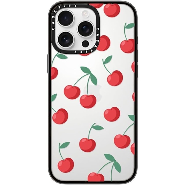 Kompakt iPhone 16 Pro Max Deksel [Lettvekt / 1,2 m 2X Militær Grad Fallbeskyttelse/Slank] - Kirsebær - Klar Svart Cherries iPhone 16 Pro Max