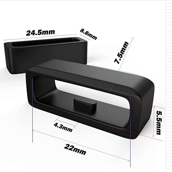6 stk. Rem silikonramme - 22 mm svart