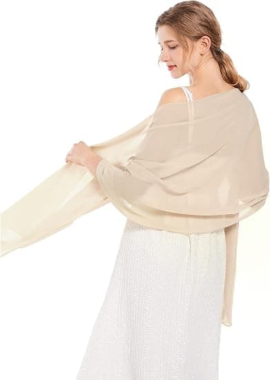 Shawls and Wraps Soft Chiffon Scarf for Evening Dresses Wedding Stole champagne