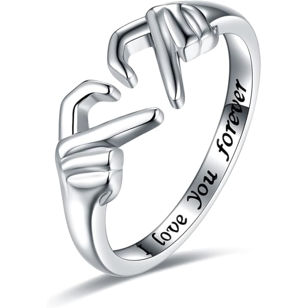 925-Sterling-Silver Hjärta Claddagh Ringar - Justerbara Vita/18K/Roseguldpläterade irländska Claddagh Ring Vänskapslöfte Love Heart Smycken Ringar