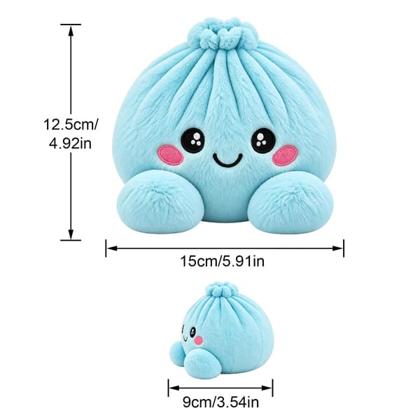 Giant Dumpling Pillow Cute Plush Stuffed Steamed Bun Cushion Home Decor 01-blue【15cm】 01-blue One Size