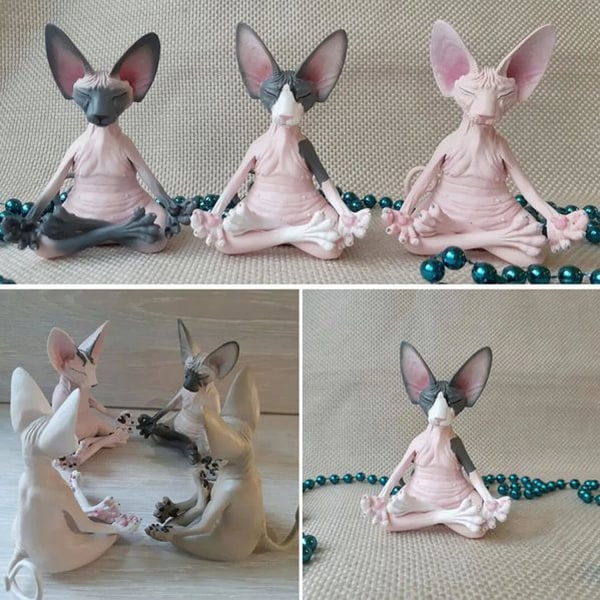 Kattdekor Harts Meditation Tanke Kattstaty Katt Buddha Meditation Kattstaty Utomhus Trädgård Skulptur Dekor Yogaprydnader Zen Katt Poserar Avkopplande