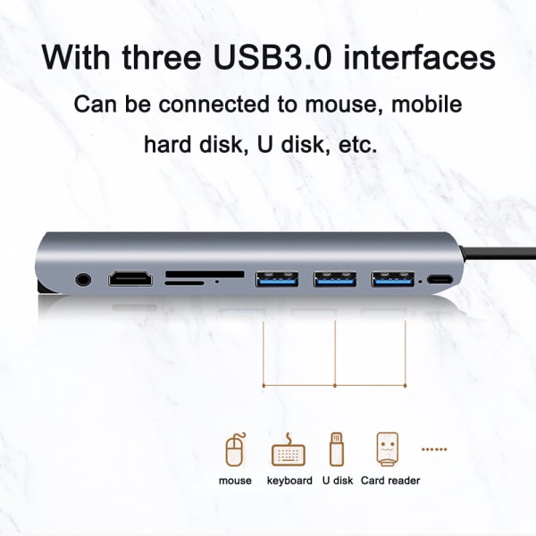9-in-1 Type-C-keskitin, moniporttisovitin, jossa 4K HDMI, VGA, Type C PD, MacBook Ethernet-tuella