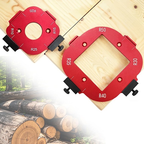 2 Styk Router Skabelon, 4 i 1 Router Radius Hurtigsæt til Træbearbejdning R10 R15 R20 R25 R30 R35 R40 R50, Radius Jig Router Skabelon Hjørne