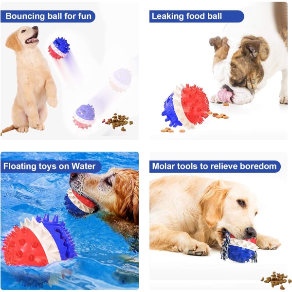 Hundleksaksboll, valptänderleksak, gnisslande matspillboll / Tuggleksak / Tandrengöringsboll / Rebound Toy-American Blue*1