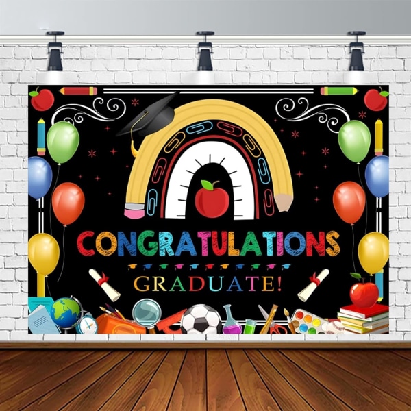 Gratulerer med uteksaminering Bakgrunnsfotografi Gratulerer Gratulerer Grad Klasse av Prom Festutstyr Dekorasjoner Banner Bakgrunn, 7x5ft