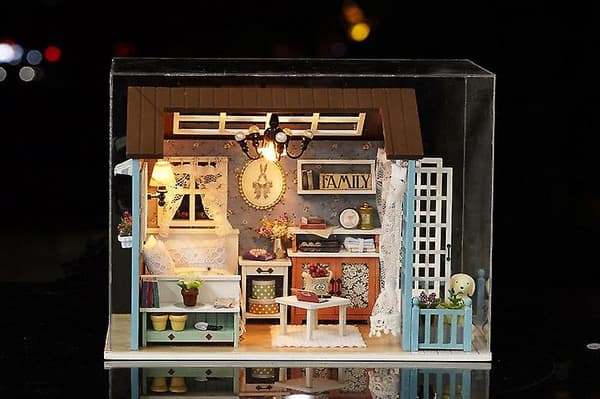 DIY Dollhouse with Dust Cover, Building Kit, Christmas Gift
