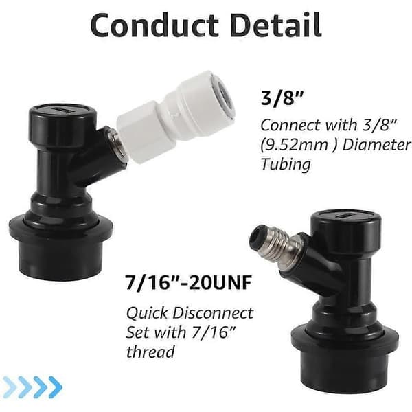 Kulkoppling frånkoppling kit med push-in snabbkoppling för 9,52 mm (3/8) ölrörsslang Black & white