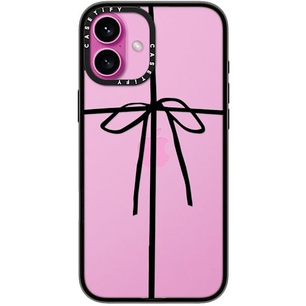 Kompakt iPhone 16 Pro Max Deksel [Lettvekt / 1,2 m 2X Militær Grad Fallbeskyttelse/Slank] - Kirsebær - Klar Svart Wrapped in a Bow iPhone 16 Plus