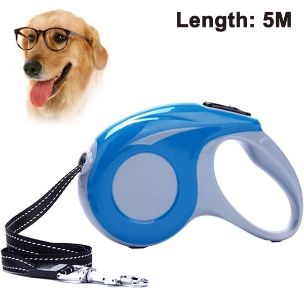 5m Dog Leash Retractable, Dog Walking Leash Perfect for Large Medium Small Dog , Break & Lock System-Blue