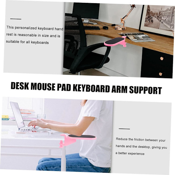 1 st Armstöd Fäste Roterande Stativ Laptop handledsstöd handledsstöd Justerbar Klämma Roterande Tangentbord handledsstöd Stödplatta Tangentbordsplatta Rosa