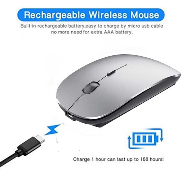 Genopladelig Bluetooth-mus kompatibel med Mac Laptop Trådløs Bluetooth-mus kompatibel med Windows Laptop-space grey