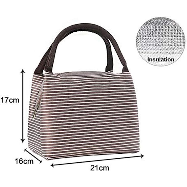 Lunchväska för kontor Lunch Cooler med dragkedja Fällbar Lunch Tote Bag, Återanvändbar Lunchhållare Isolerad Lunchbehållare Picknickväska-Brun 1PCS