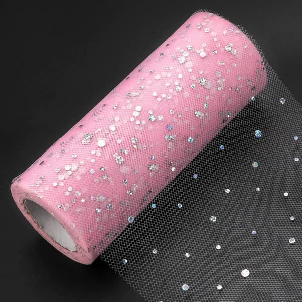 Glitrende tyllstoff, glitter tyll, brudevals tyll, egnet for dekorasjoner, gaveinnpakning, klær