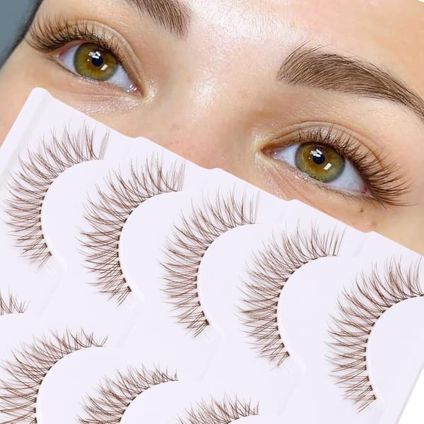 Brown False Eyelashes, Natural D Curl Cat Eye Lashes, DIY Individual Lashes for Home Use and Beginners Z01