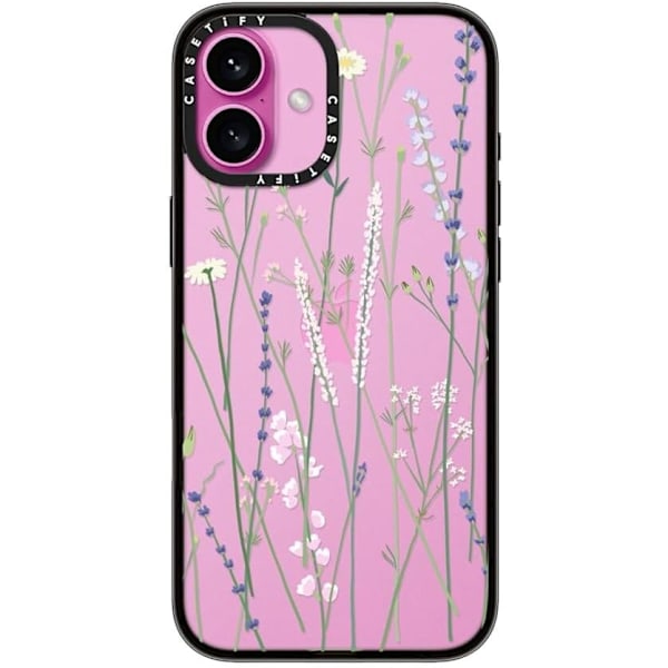 Kompakt iPhone 16 Pro Max Deksel [Lettvekt / 1,2 m 2X Militær Grad Fallbeskyttelse/Slank] - Kirsebær - Klar Svart Gigi Garden Florals iPhone 16 Plus