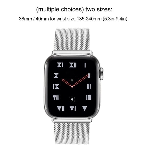 Kompatibelt Apple Watch-rem 38-40 mm/42-44 mm, rustfrit stål ringspænde metalrem udskiftning-38/40 mm sølv