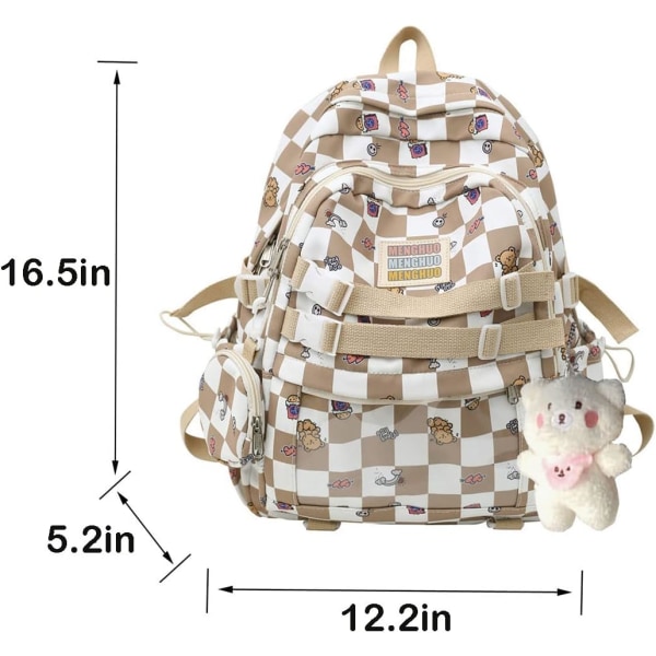 Kawaii Rygsæk til Skole, Rygsække til Piger og Rygsæk til Piger 10-12 Japansk Skole Taske bogtasker til piger 8-12 (khaki)