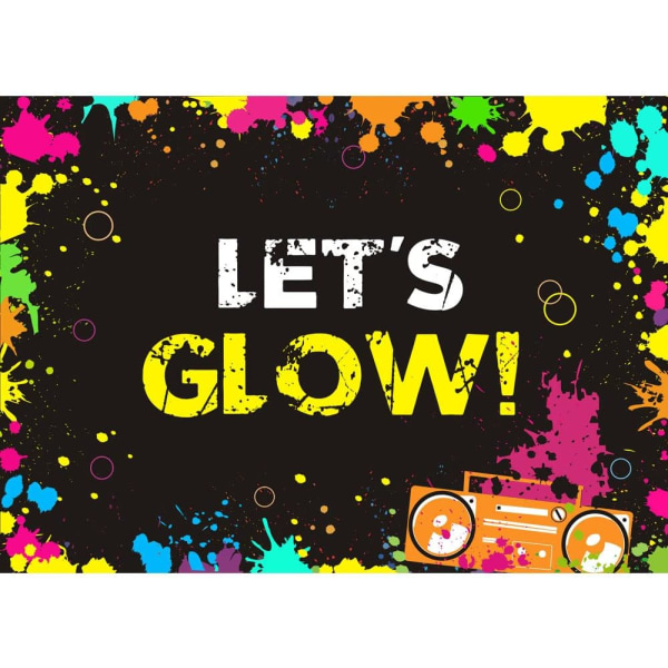 Let's Glow Splatter Photography Backdrops Glow Party Decoration Supplies Photo Booth Studio Props Vinyl Black Background 7x5ft