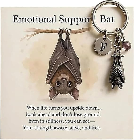 Encouraging Bat Keychain - Thoughtful Handmade Inspirational Keychain Personalized Emotional Support Bat Gift