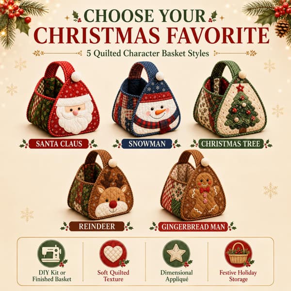 Julefigurer Quiltet Bærekurv DIY Stofopbevaringskurv Sæt Søde Julefigurer!w2 D