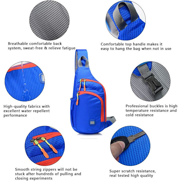 Liten Sling Ryggsäck Vattentät Unisex Axelväska Bröst Korsa Ryggsäck