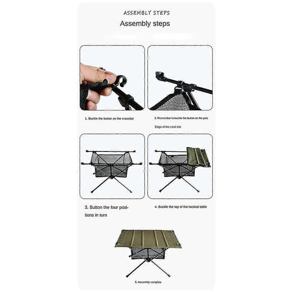 Sammenklappeligt campingbord opbevaringsnetpose under bordet netpose campingbord opbevaringspose
