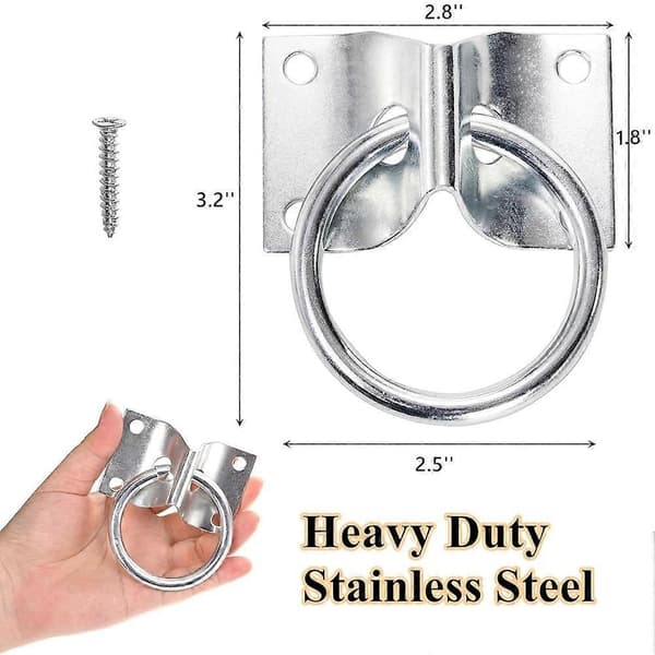10-pack bindring för häst, blockbindring med skruvar, väggmonterad hästbindring i rostfritt stål, fästningsring Silver