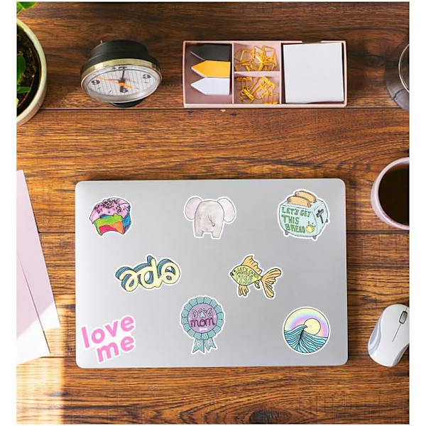 Happy Ferskvannsflaske og Laptop Vanntette Klistremerke Sett - Morsomme og Lekne Doodle Dekaler for Personlig Tilpasning av Gaver