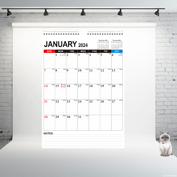 Januar 2024-juni 2025,A3 størrelse engelsk kalender kalender for helligdage i mange lande.-45*32*2cm