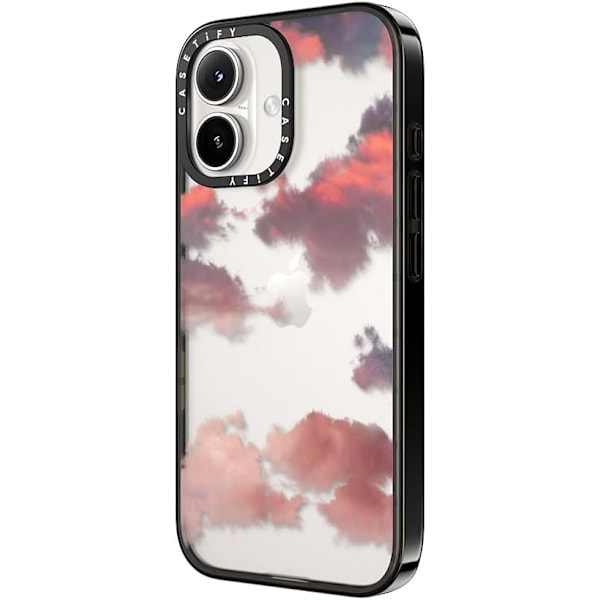 Kompakt iPhone 16 Pro Max Deksel [Lettvekt / 1,2 m 2X Militær Grad Fallbeskyttelse/Slank] - Kirsebær - Klar Svart Clouds (Red) iPhone 16
