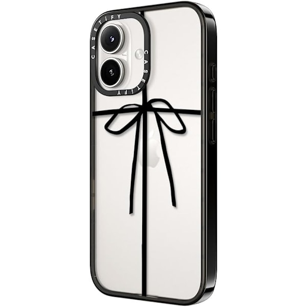 Kompakt iPhone 16 Pro Max Deksel [Lettvekt / 1,2 m 2X Militær Grad Fallbeskyttelse/Slank] - Kirsebær - Klar Svart Wrapped in a Bow iPhone 16 Plus