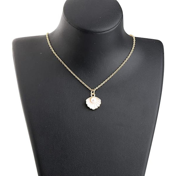 1 st Seashell-hänge Halsband Strandälskare Gåvor Kammussla Halsband Emalj Blå Seashell Smycken Gåvor för Kvinnor Flickor