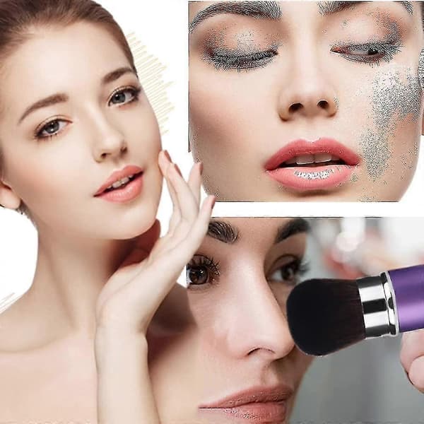 2-pak udtrækkelig makeupbørste Teleskopisk ansigtsbørste Udtrækkelig ansigtskabuki Purple