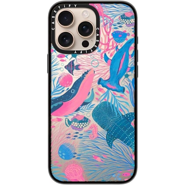 Kompakt iPhone 16 Pro Max Deksel [Lettvekt / 1,2 m 2X Militær Grad Fallbeskyttelse/Slank] - Kirsebær - Klar Svart Under the Sea iPhone 16 Pro Max