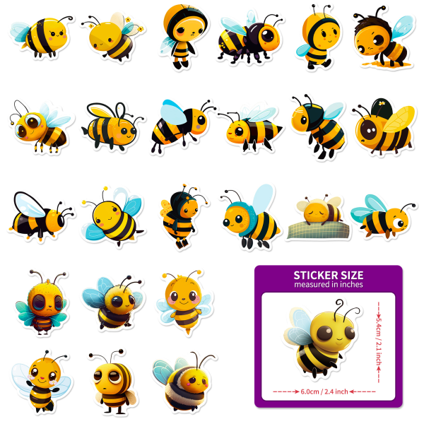 Kawaii Honey Bee Stickers 50st Estetiska vattentäta vattenflaska dekaler för scrapbooking Phone case Hydroflask Snowboards Resväska Laptopdekaler