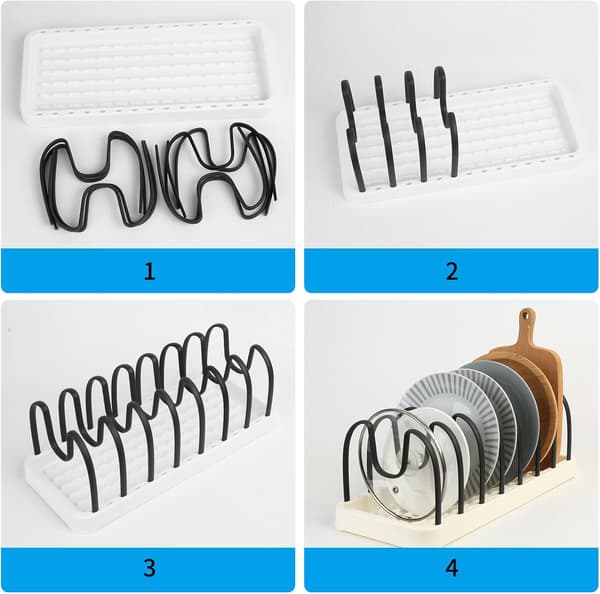Pot and Pan Organizer for Cabinets, Baking Sheet Storage Rack, Pot and Pan Lid Holder, Cutting Board Holder,