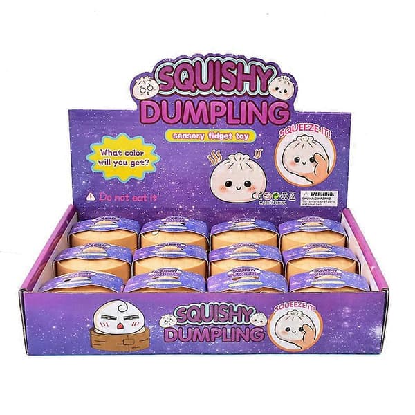 12 stk. Dumpling Squishy Blind Box, Glitter Dumpling Squishy, Søde Dumplings Stressbolde