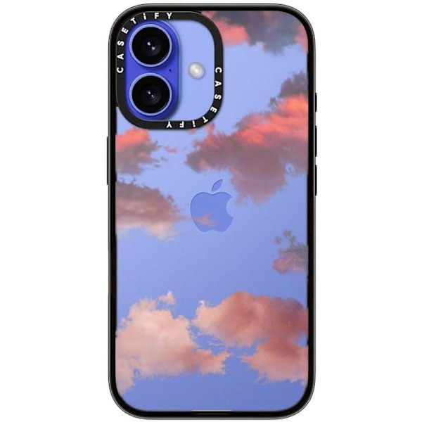 Kompakt iPhone 16 Pro Max Deksel [Lettvekt / 1,2 m 2X Militær Grad Fallbeskyttelse/Slank] - Kirsebær - Klar Svart Clouds (Red) iPhone 16