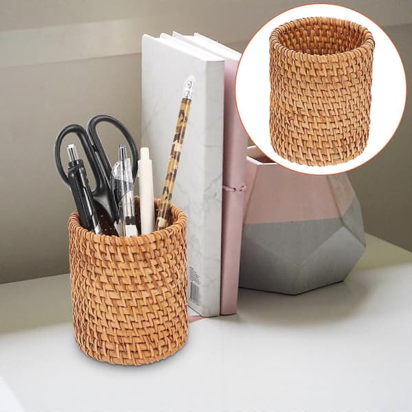 Rattan blyantholder skrivesakerholder for oppbevaring